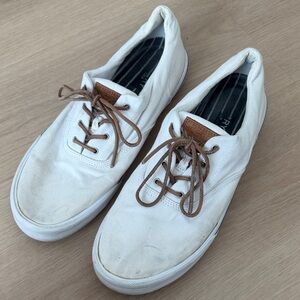 Sperry White Canvas Sneakers with Brown Accents